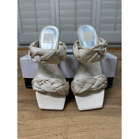 Dolce Vita Pheby Heel Beige Silk Textile Size 7 NIB Sophisticated Formal Slip-On - Picture 7 of 14